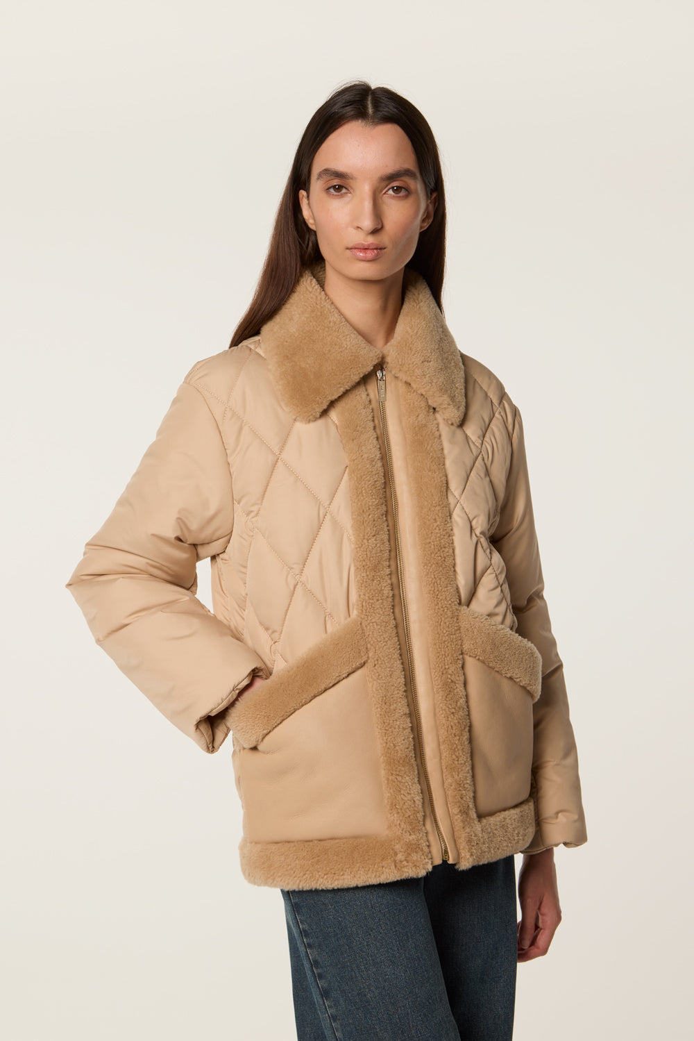 Quilted down jacket