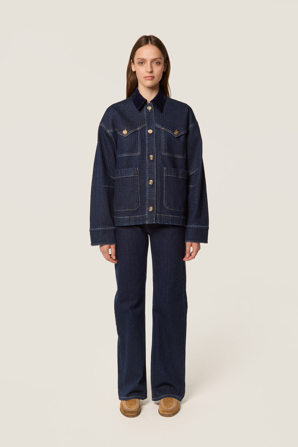Veste en denim et col velours