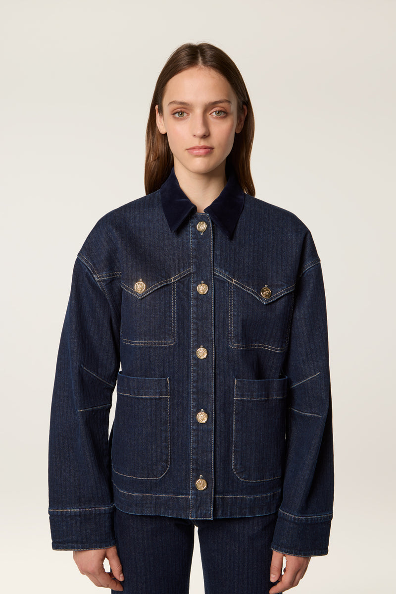 Veste en denim et col velours