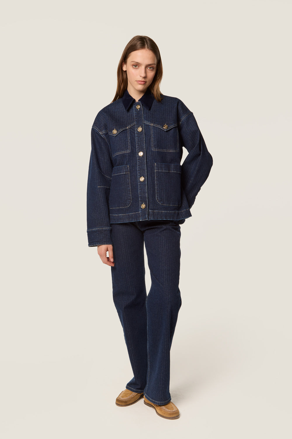 Veste en denim et col velours