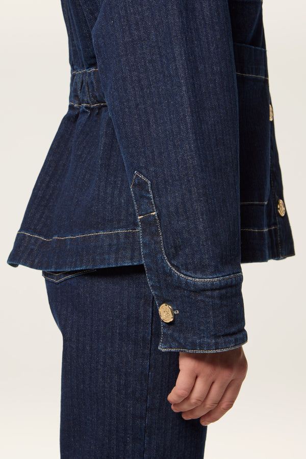 Denim jacket with velvet collar