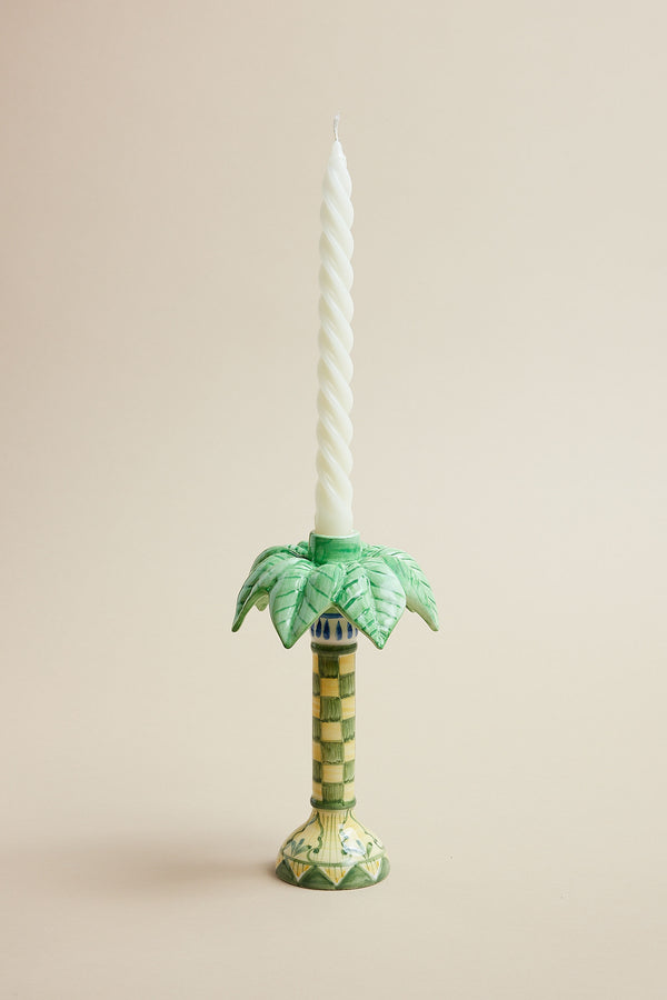 Large green palm tree candleholder