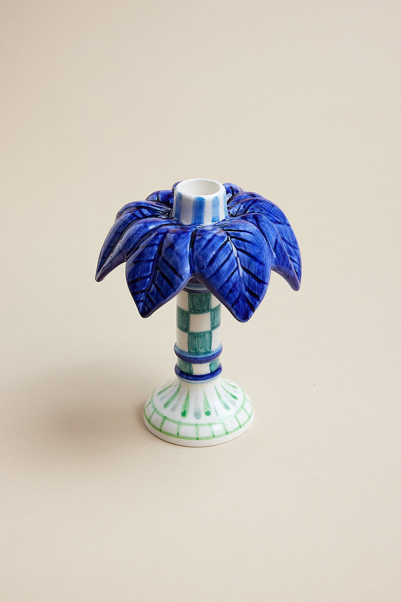 Little blue palm tree candleholder