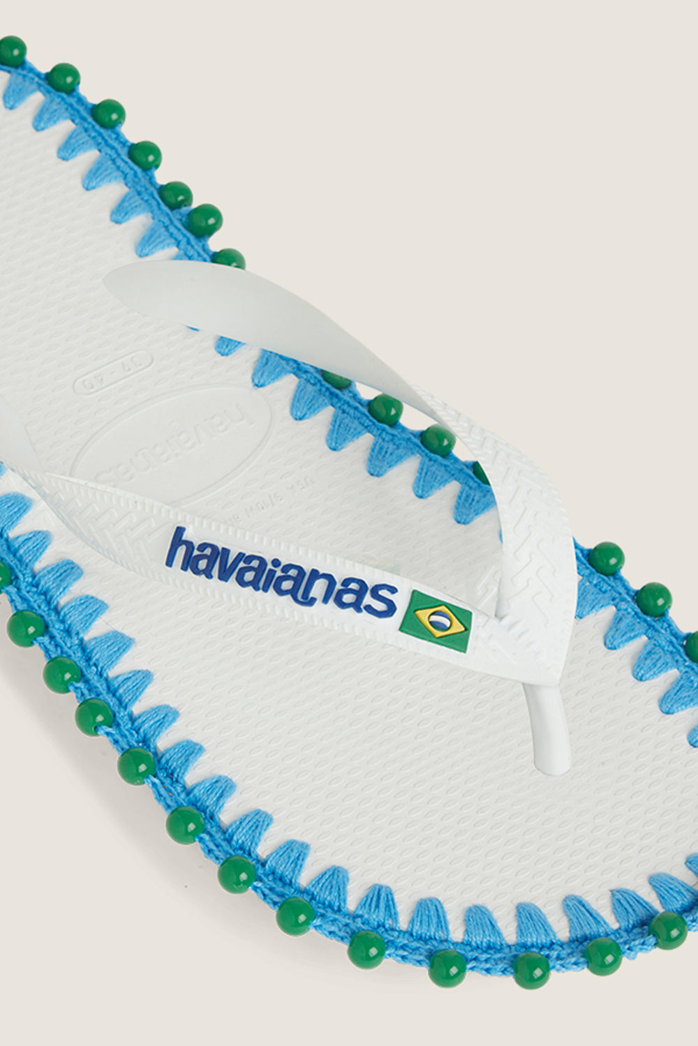 Custom crochet sandals with hand-embroidered beads