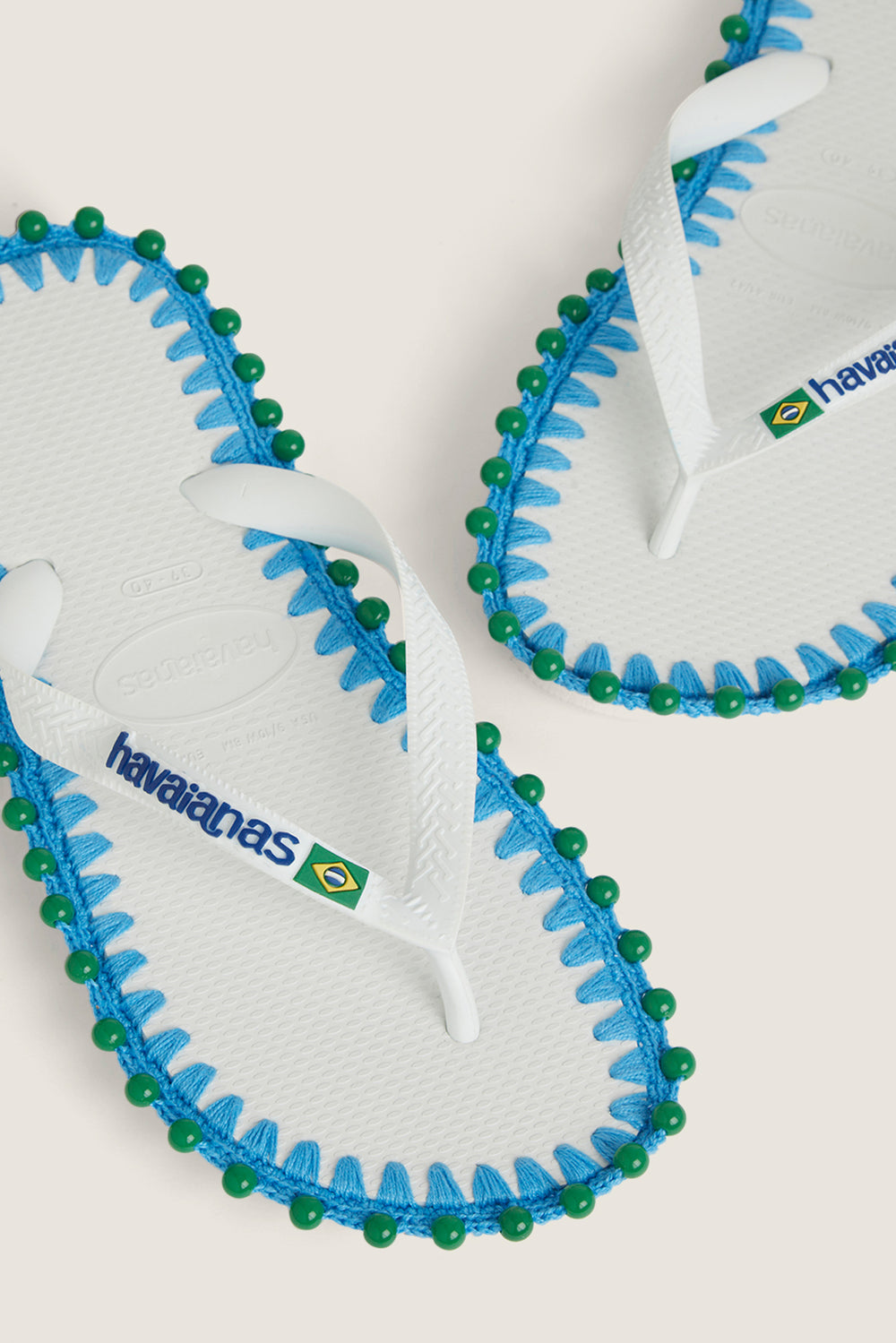 Custom crochet sandals with hand-embroidered beads
