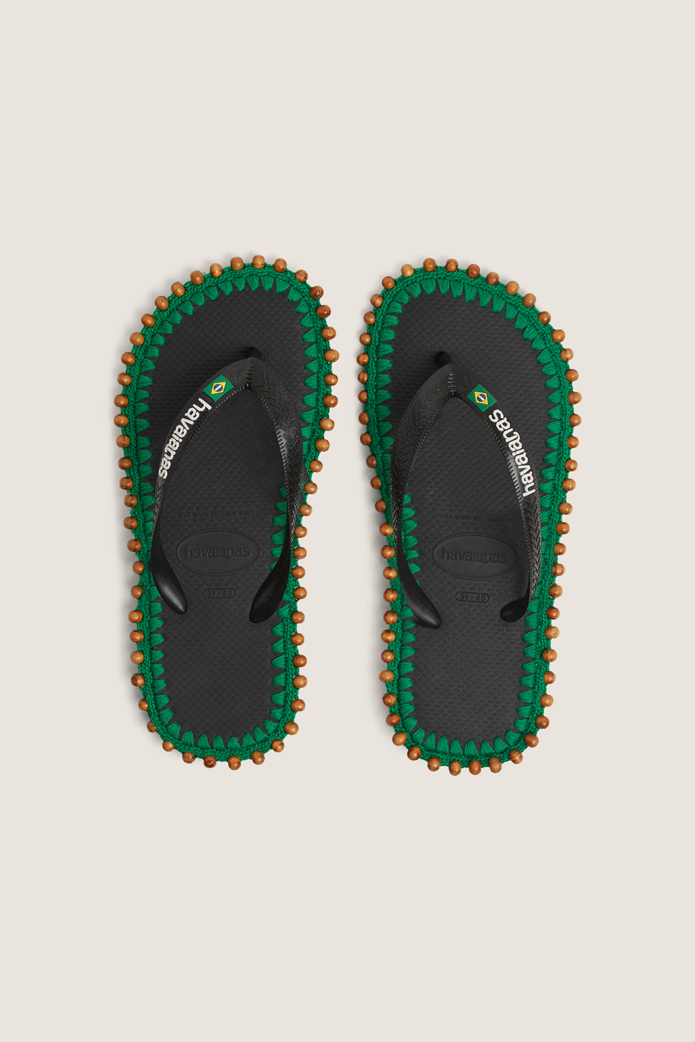 Custom crochet sandals with hand-embroidered beads