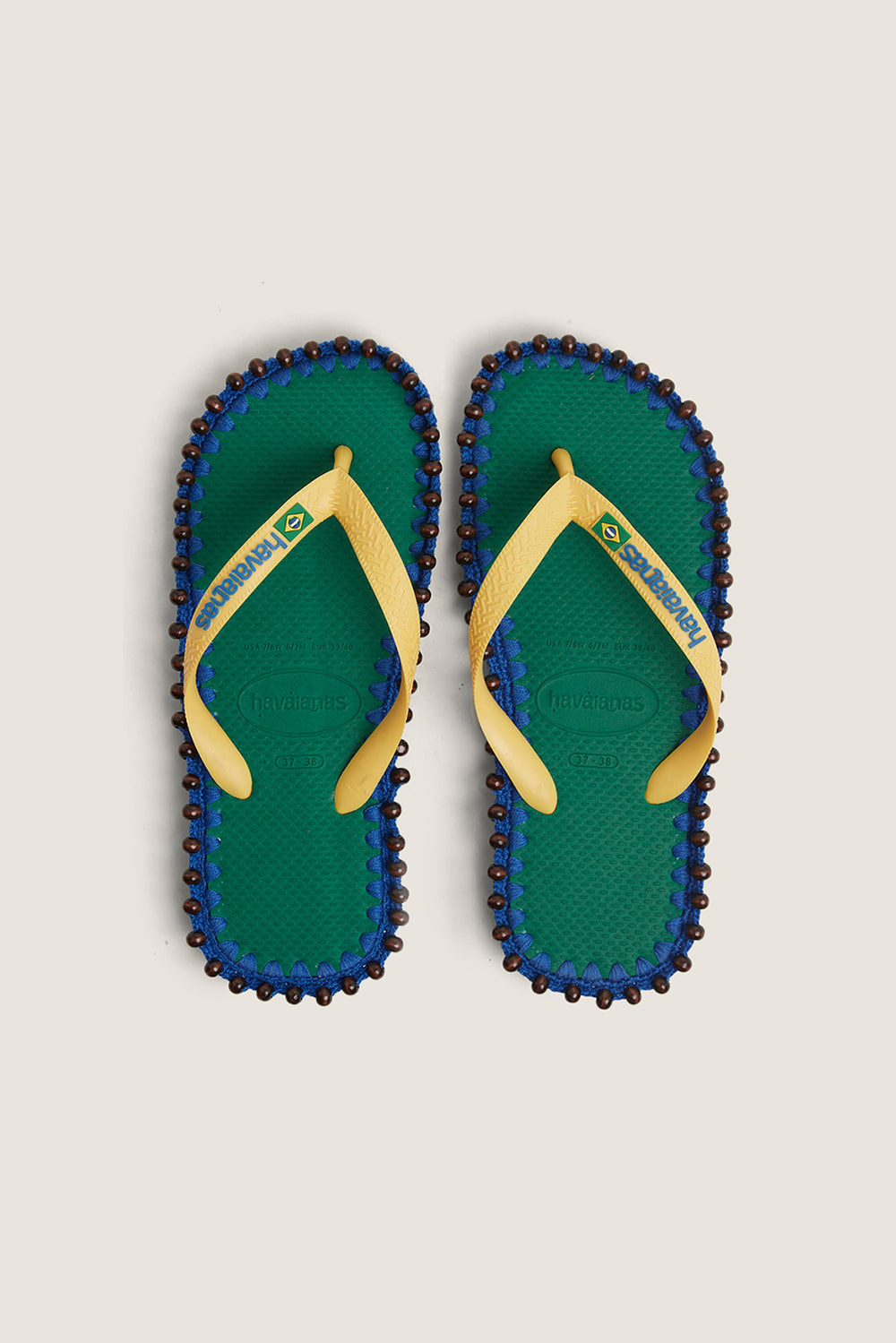 Custom crochet sandals with hand-embroidered beads