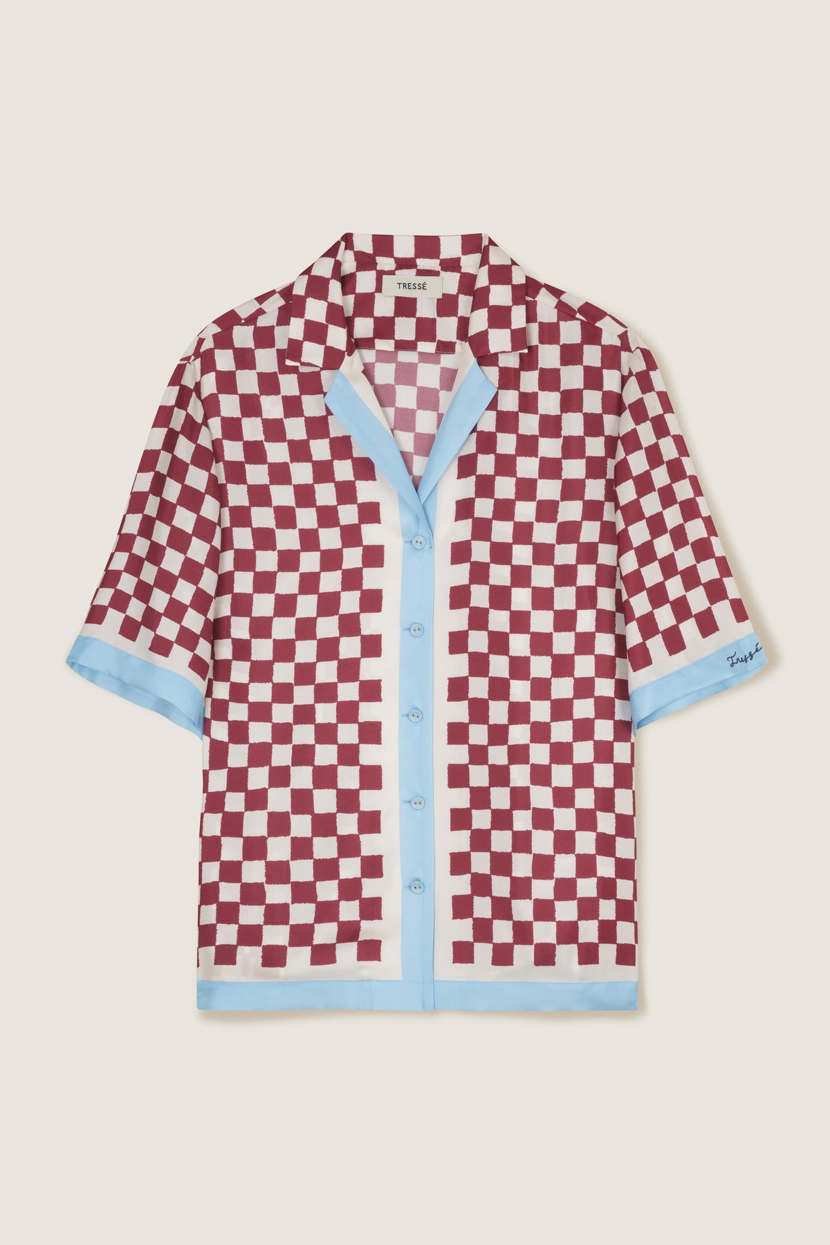 Chemise en soie à damiers