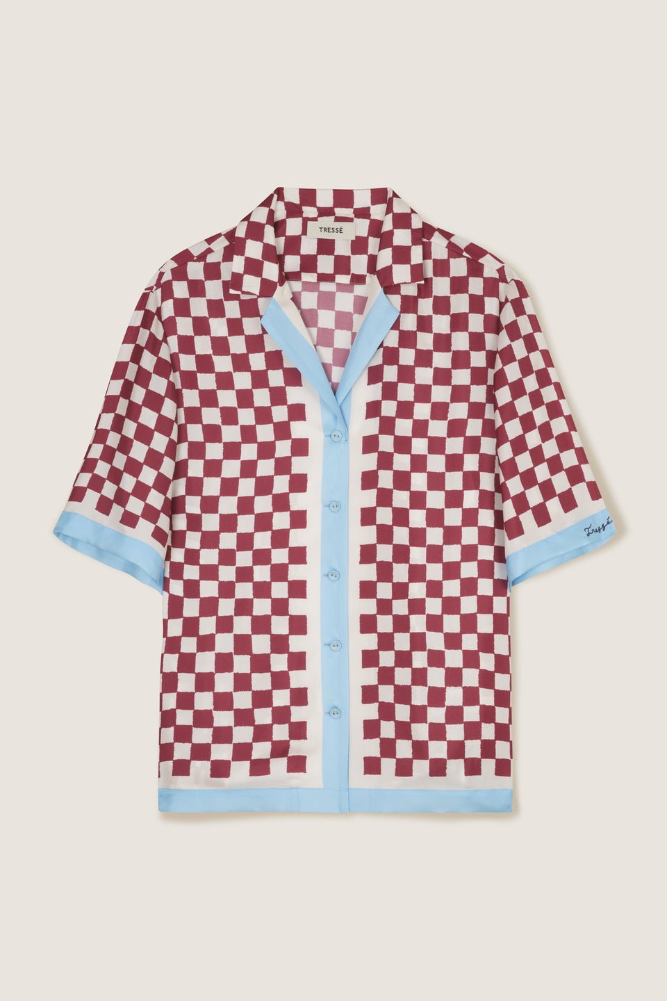Chemise en soie à damiers