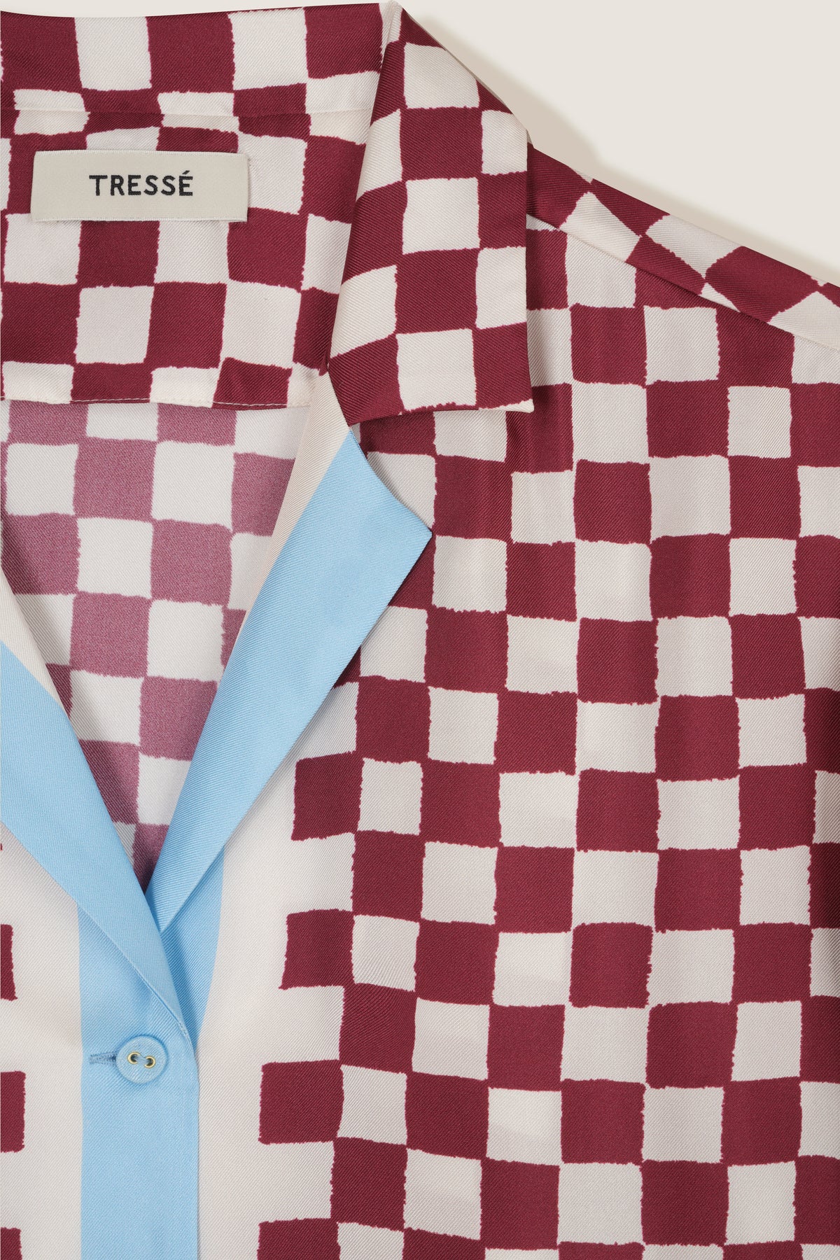 Chemise en soie à damiers