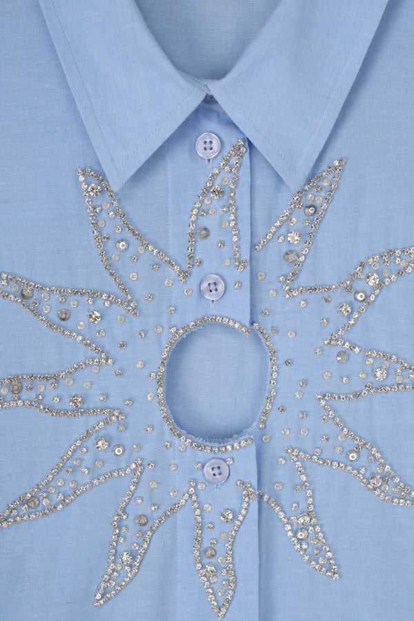 Chemise à soleil en strass brodés