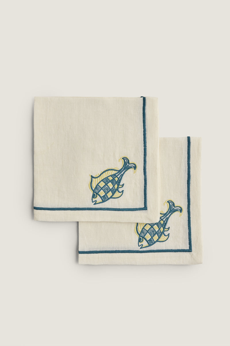 Embroidered linen napkin