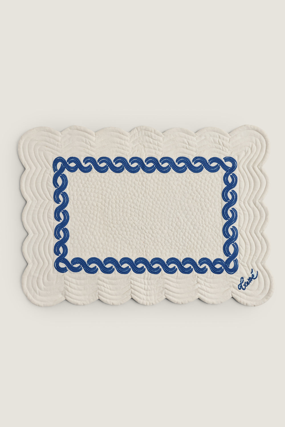 Embroidered linen placemat