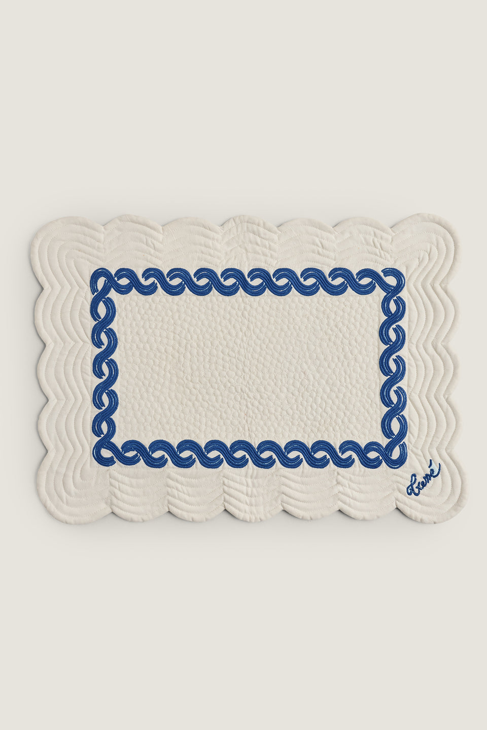 Embroidered linen placemat