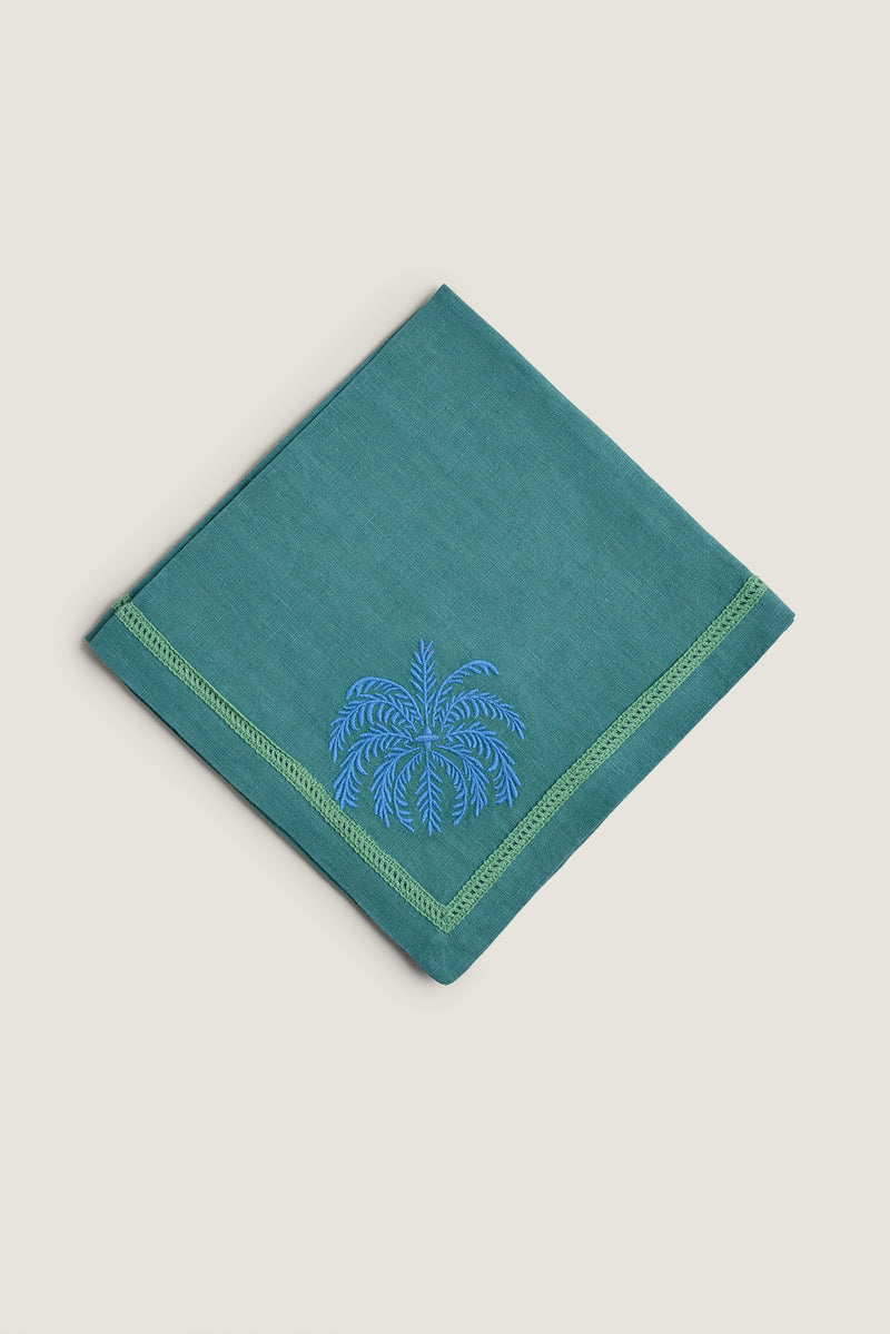 Serviette de table brodée palmier