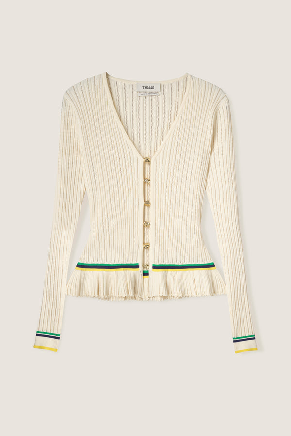 Top en maille à volants