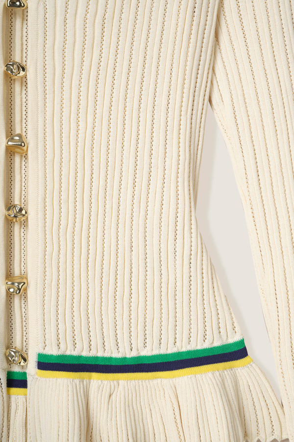 Top en maille à volants