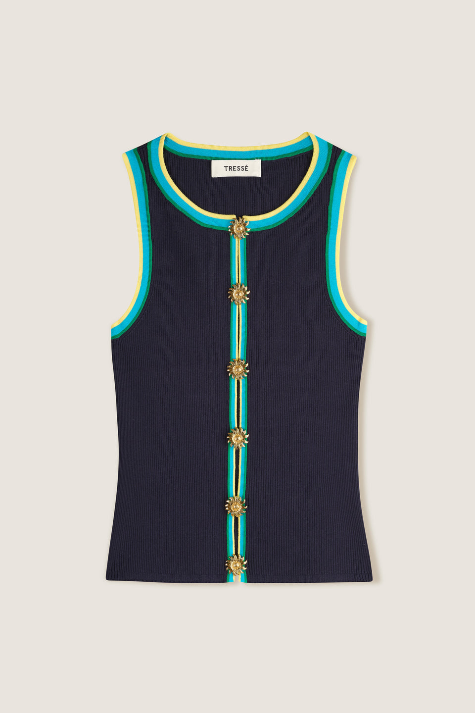 Top en maille tricolore