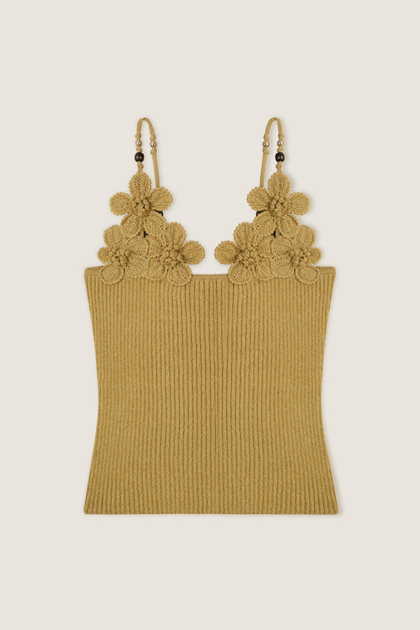 Top en maille à fleurs