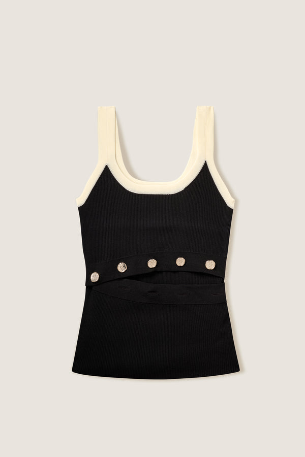 Button-front knit top