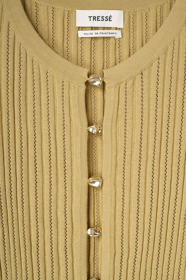 Top en maille à perles dorées