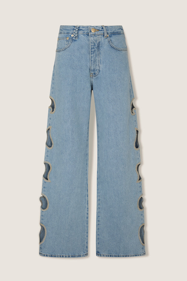 Denim à ouverture paisley