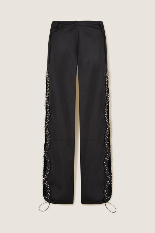 Pantalon à tresses brodées de strass