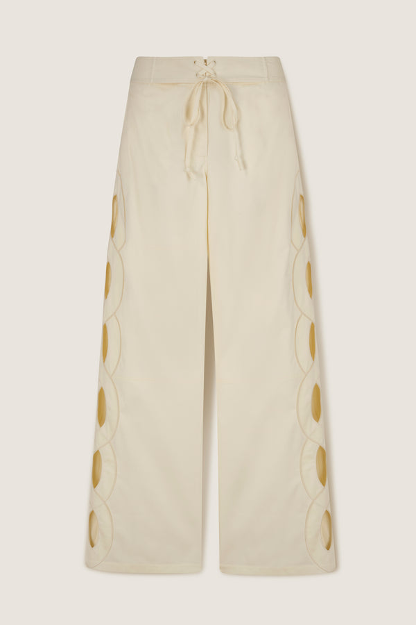 Pantalon écru tresse