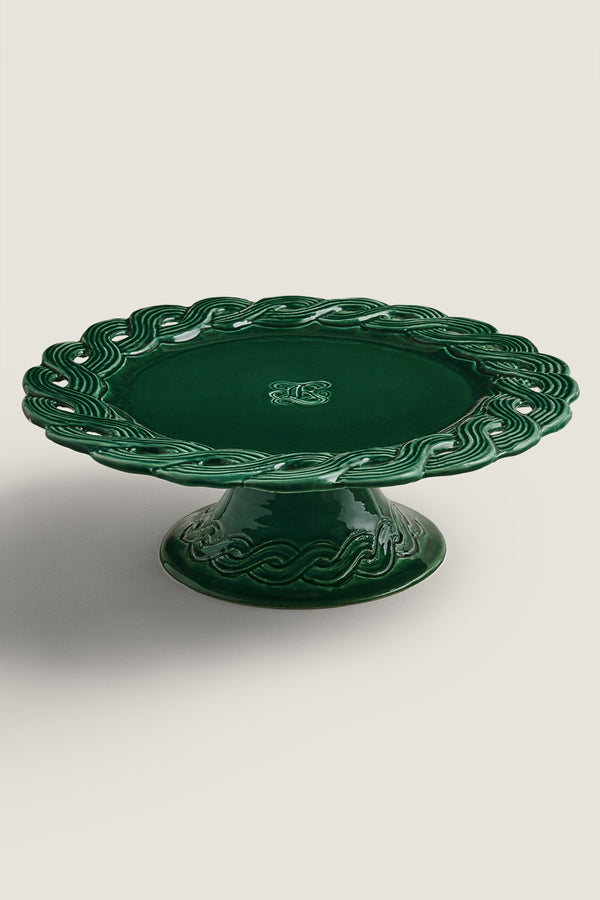 Ceramic pie dish with braided rim