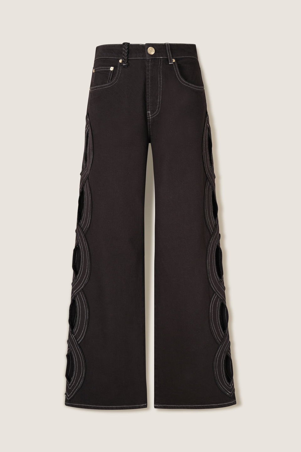 Denim with braided opening