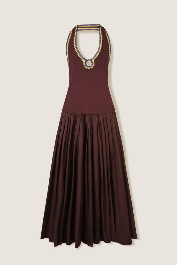 Robe longue en bi-matière