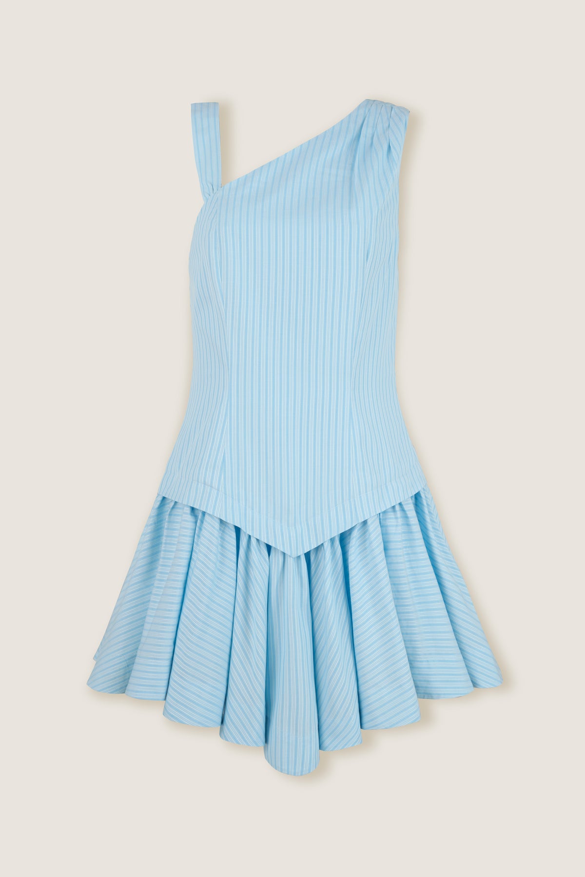 Striped short dress with pointed cutout