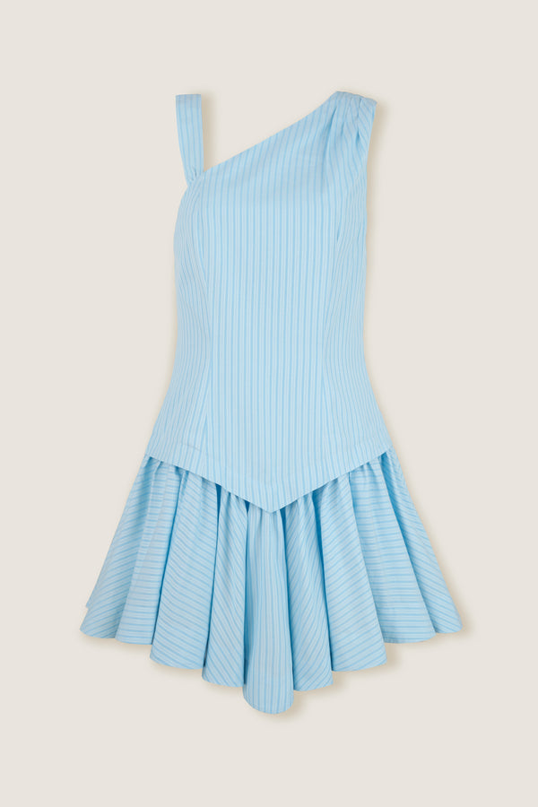 Short striped dress with pointed cutout