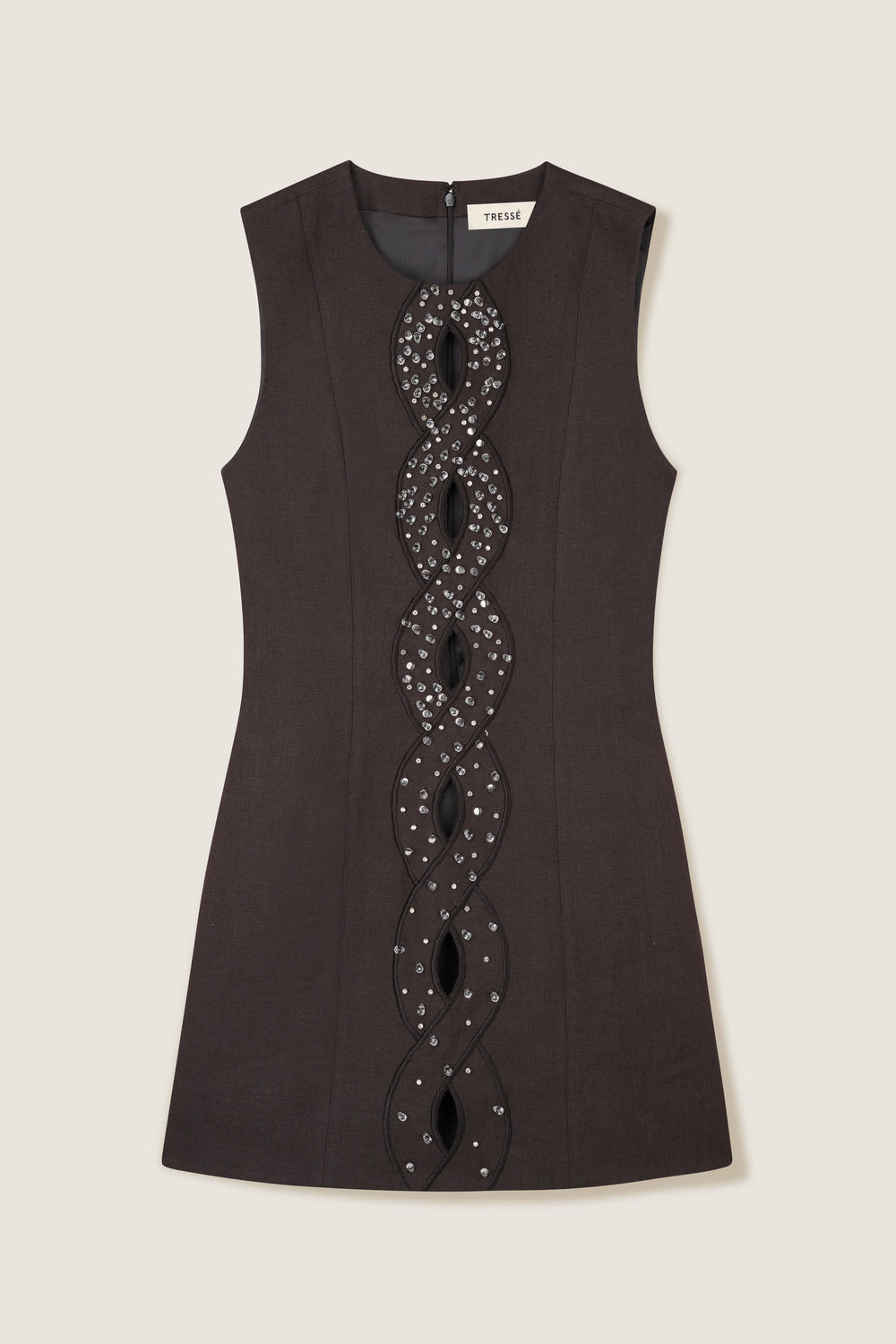 Robe courte à tresse brodée de strass