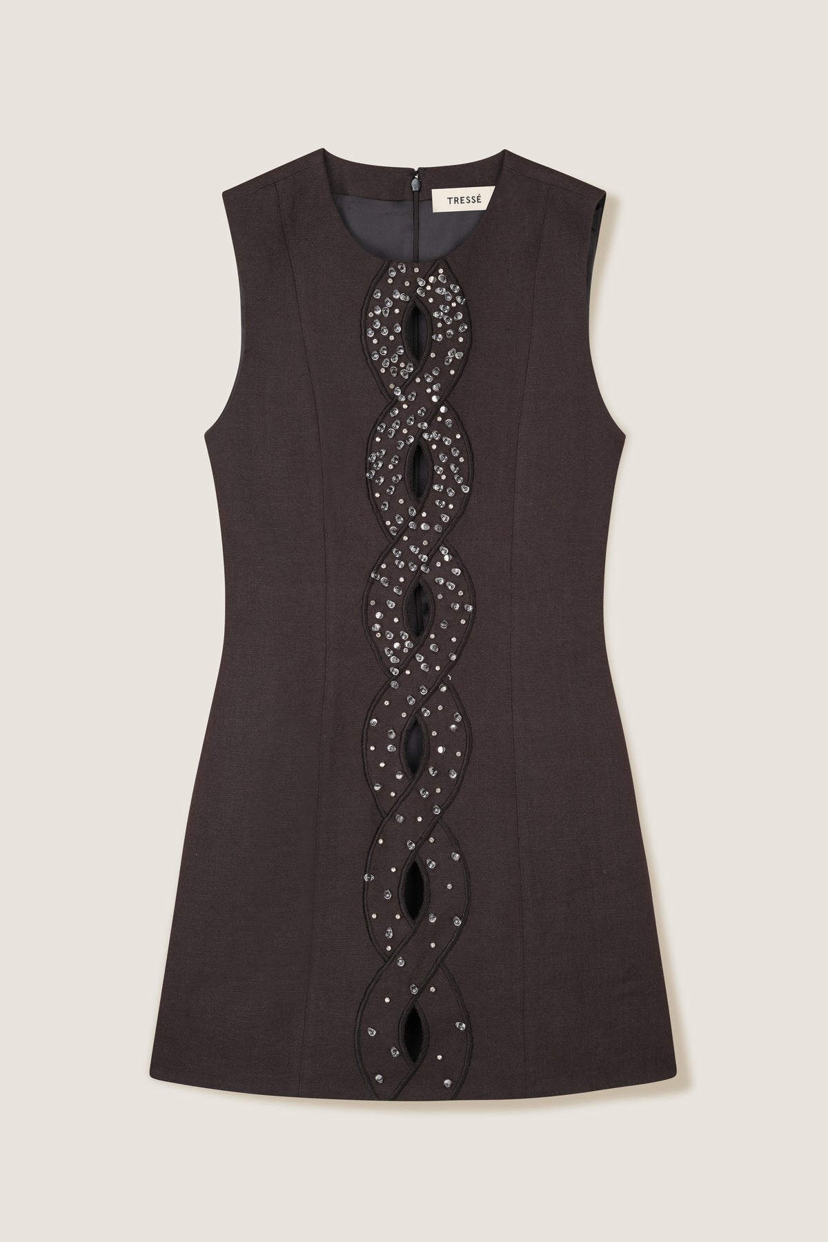 Robe courte à tresse brodée de strass