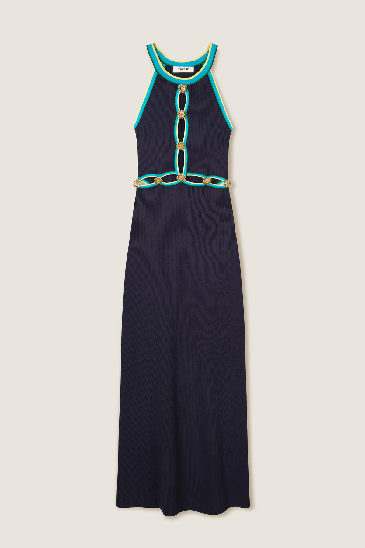 Vestido de punto tricolor
