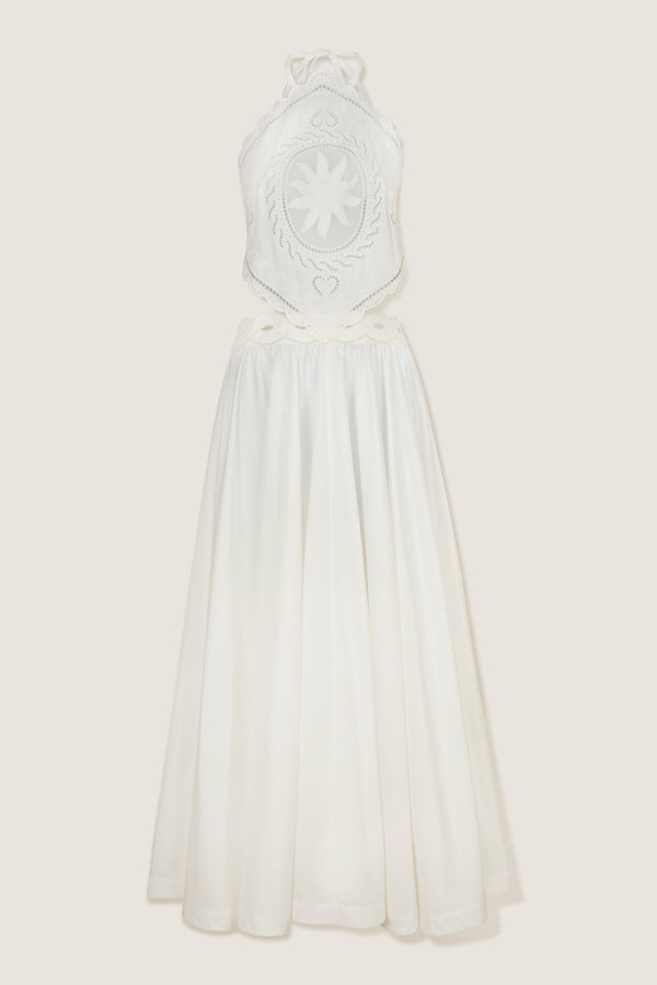 Robe longue en broderie anglaise