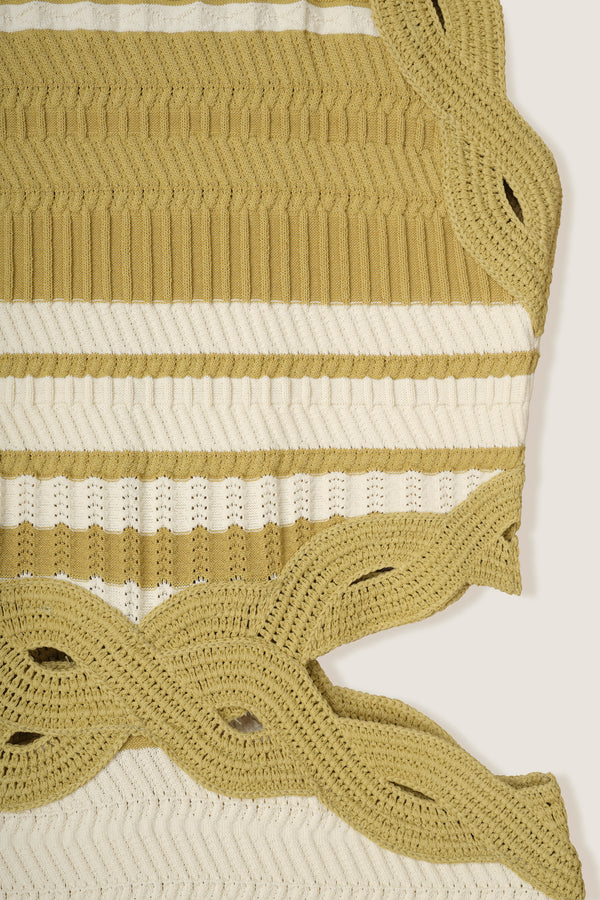 Robe longue en maille rayée