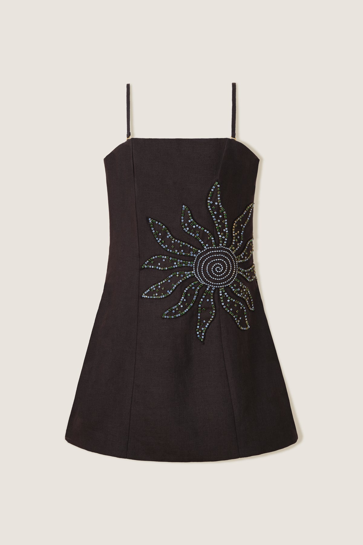 Vestido bustier con sol de strass