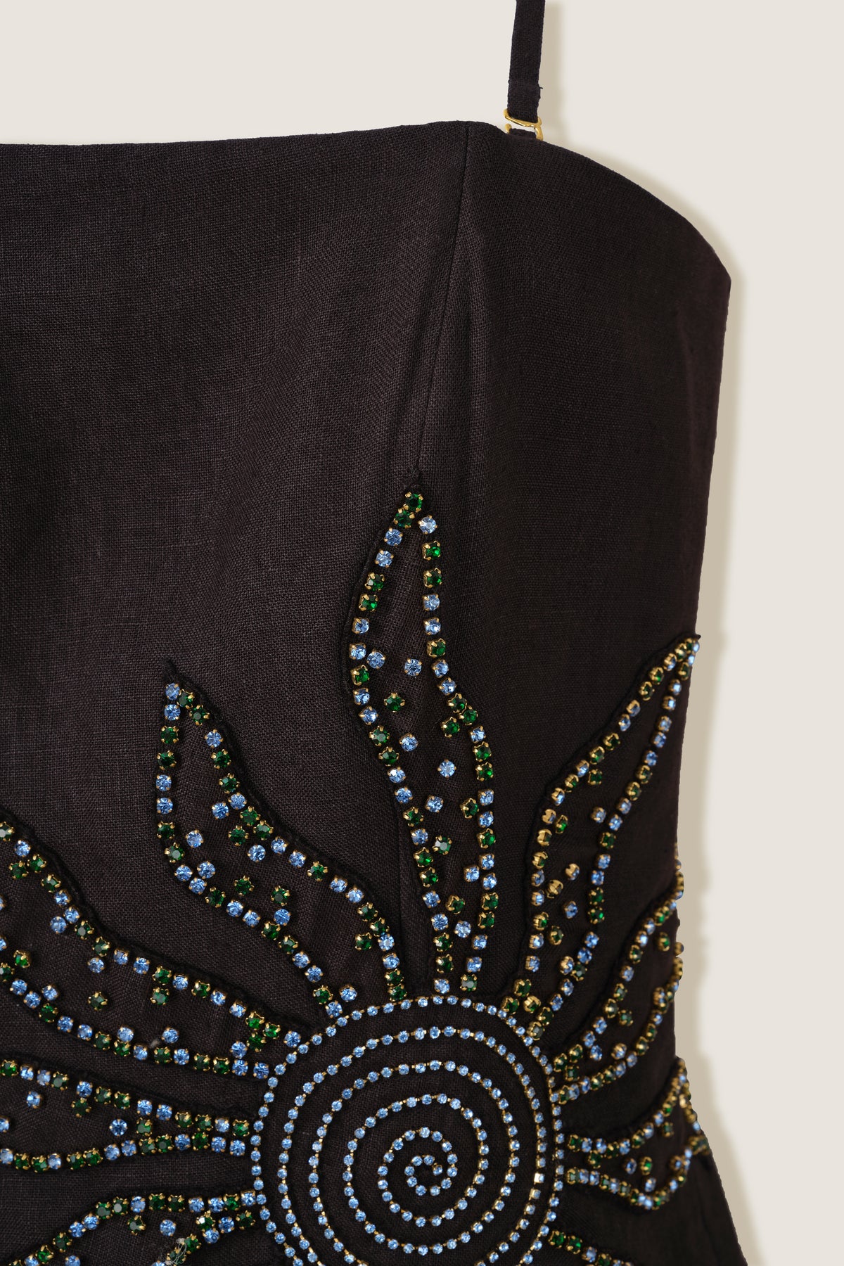 Vestido bustier con sol de strass