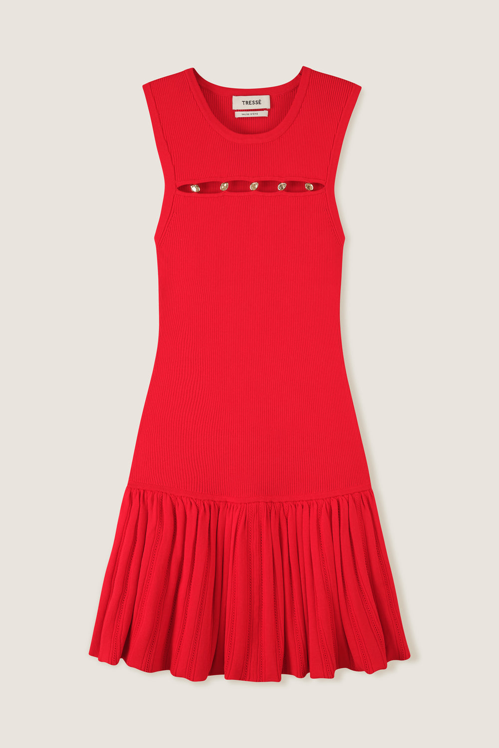 Robe courte en maille à volants