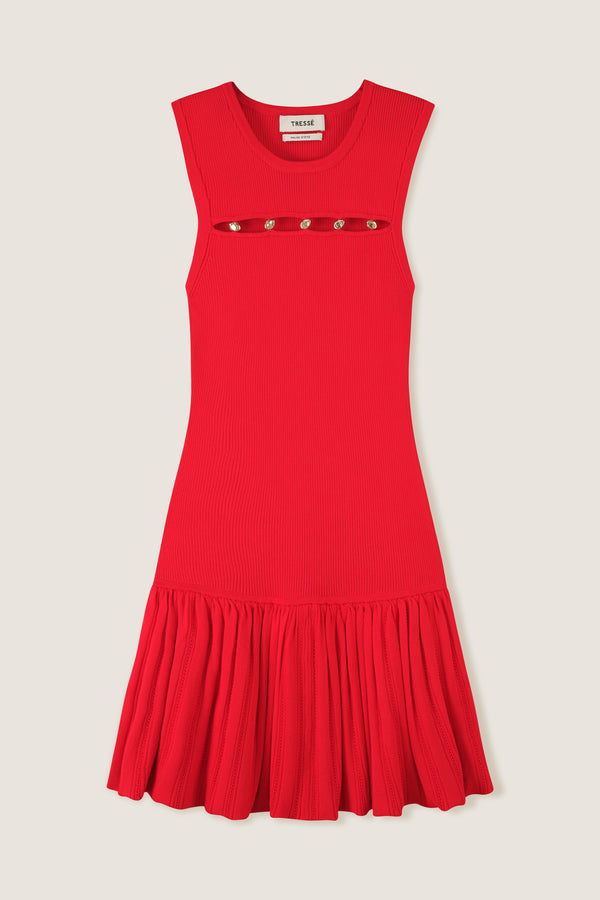 Robe courte en maille à volants