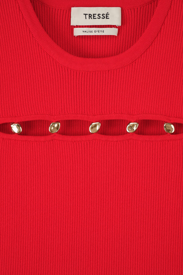 Robe courte en maille à volants