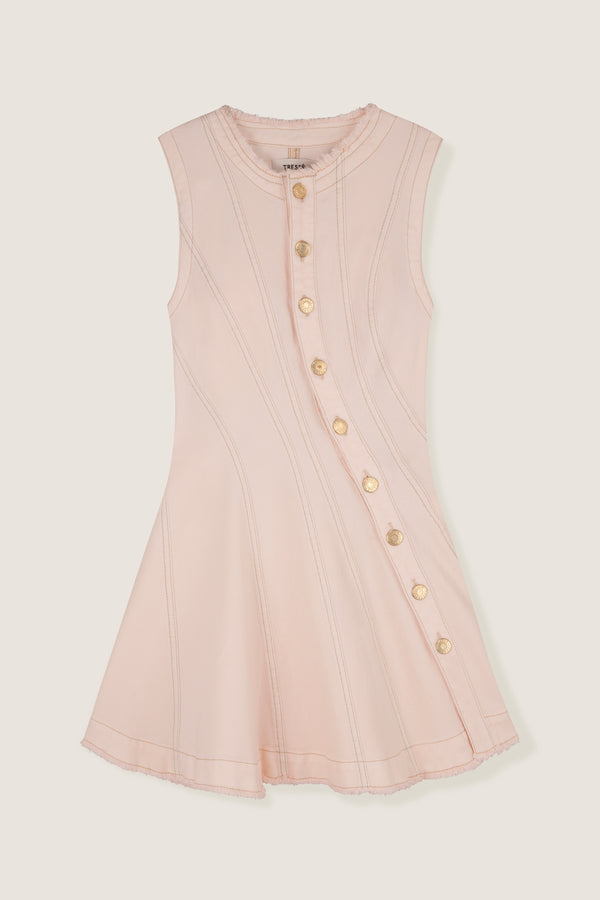 Robe en denim avec découpe en biais