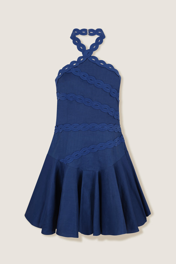 Short dress with braided ribbon