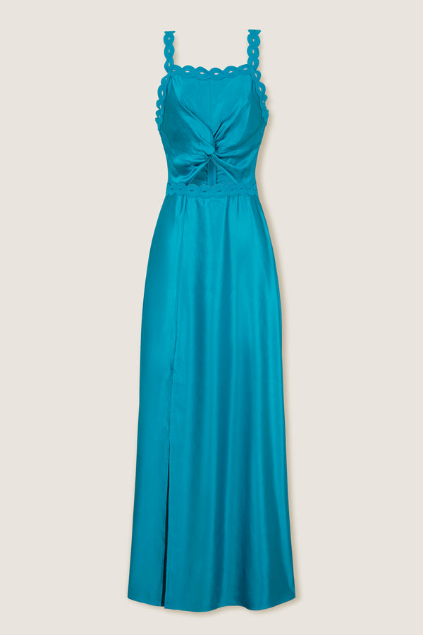 Robe longue satinée