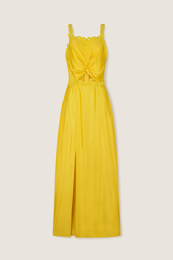 Robe longue satinée