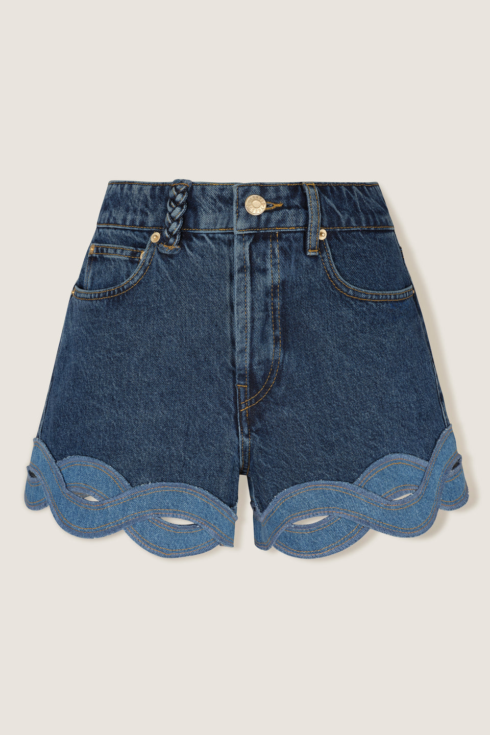 Shorts with contrasting braided trim