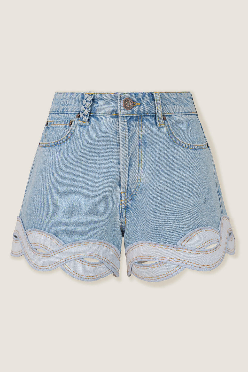 Shorts with contrasting braided trim
