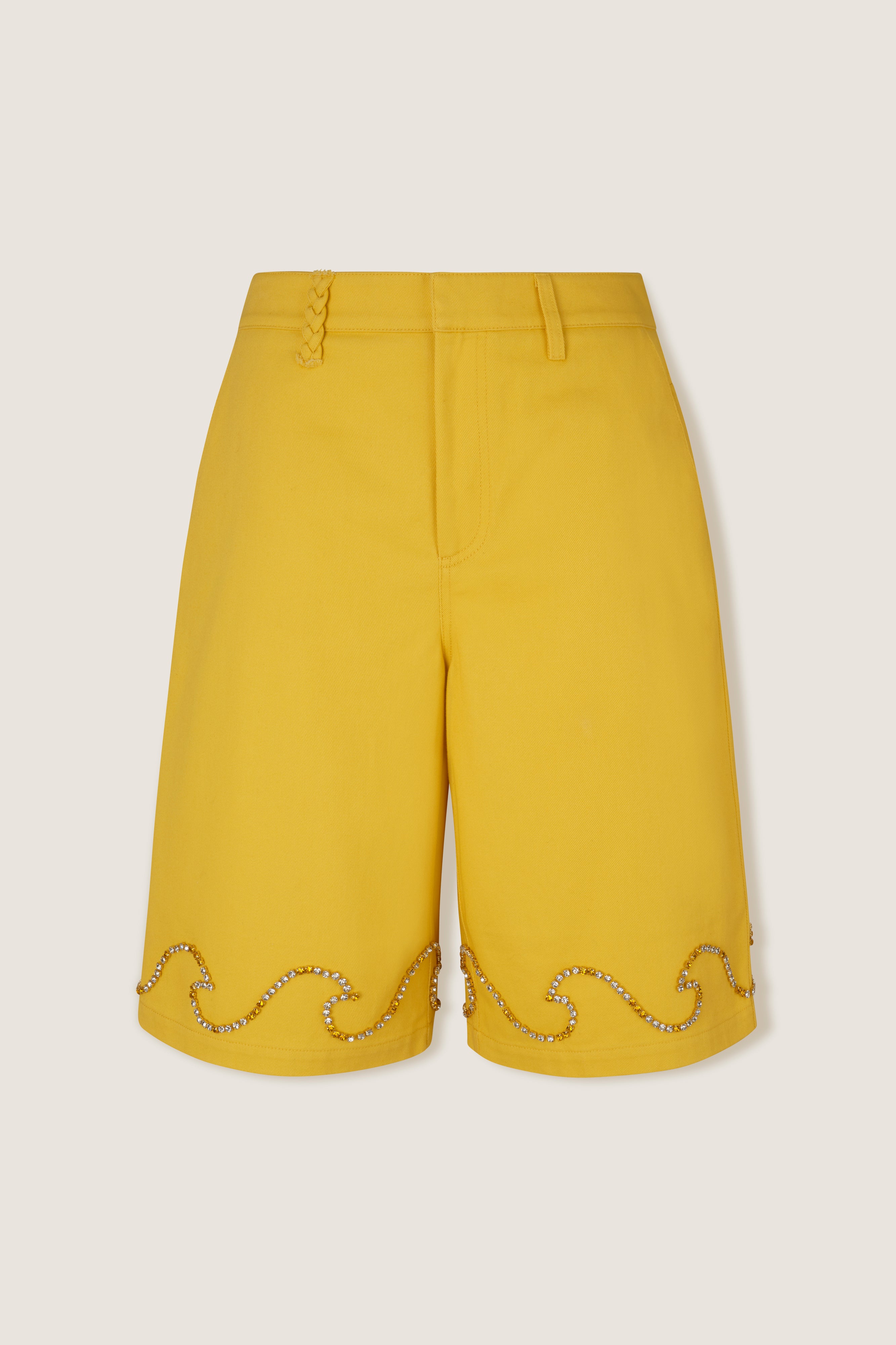 Rhinestone wave pattern Bermuda shorts